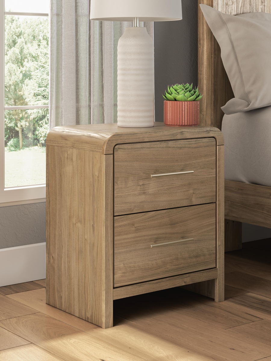 Gramburg - Two Drawer Night Stand - Warm Natural Brown - Image 3