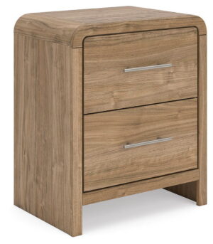 Gramburg - Two Drawer Night Stand - Warm Natural Brown