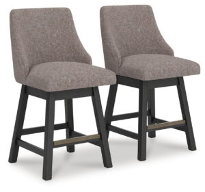 Neymorton - Upholstered Swivel Barstool (Set of 2) - Dark Grayish Brown