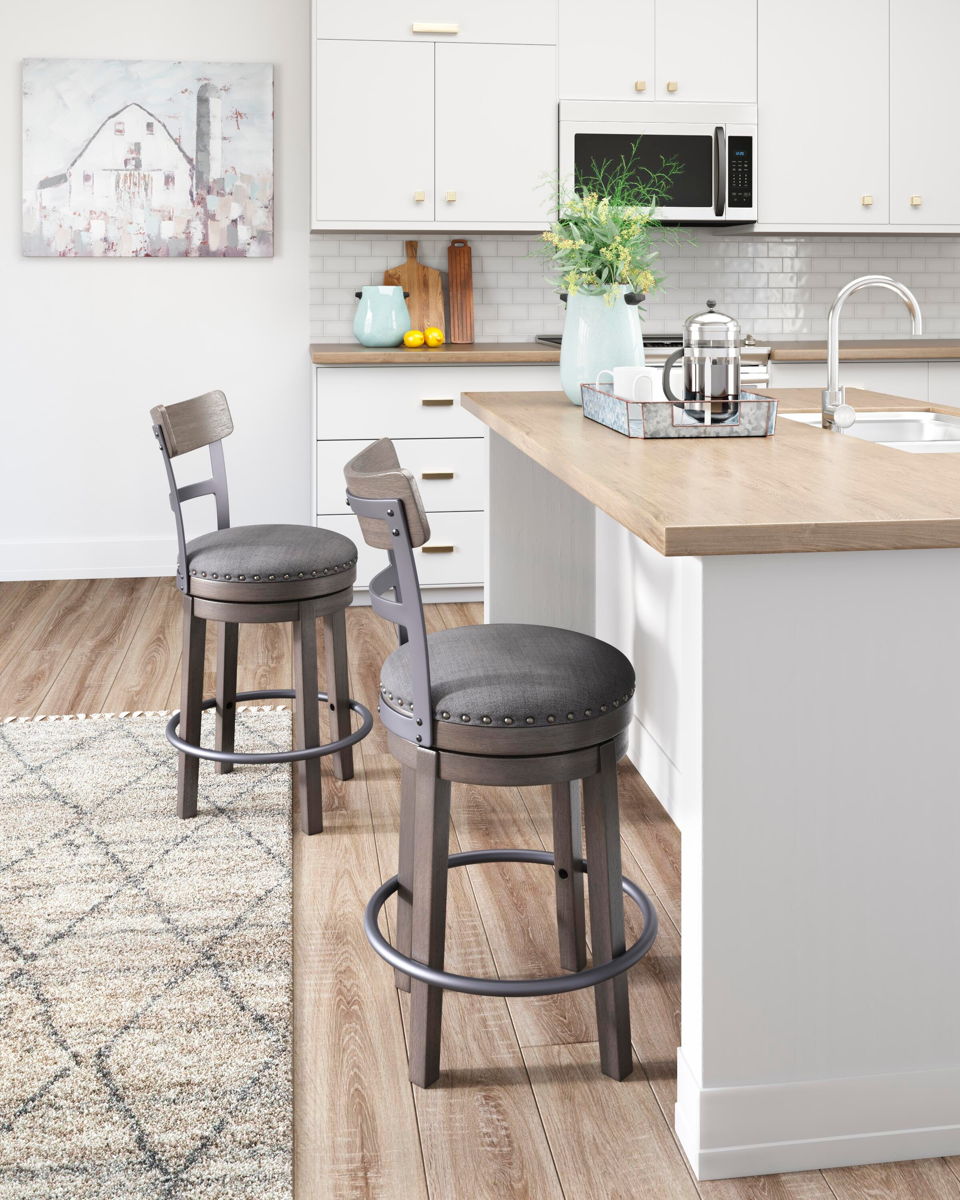 Caitbrook - UPH Swivel Barstool - Gray - Image 4