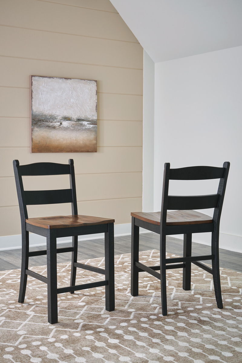 Valebeck - Barstool (Set of 2) - Black / Brown - Image 4