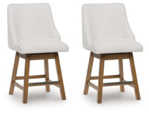 Cabalynn - Upholstered Swivel Barstool (Set of 2) - Oatmeal / Light Brown