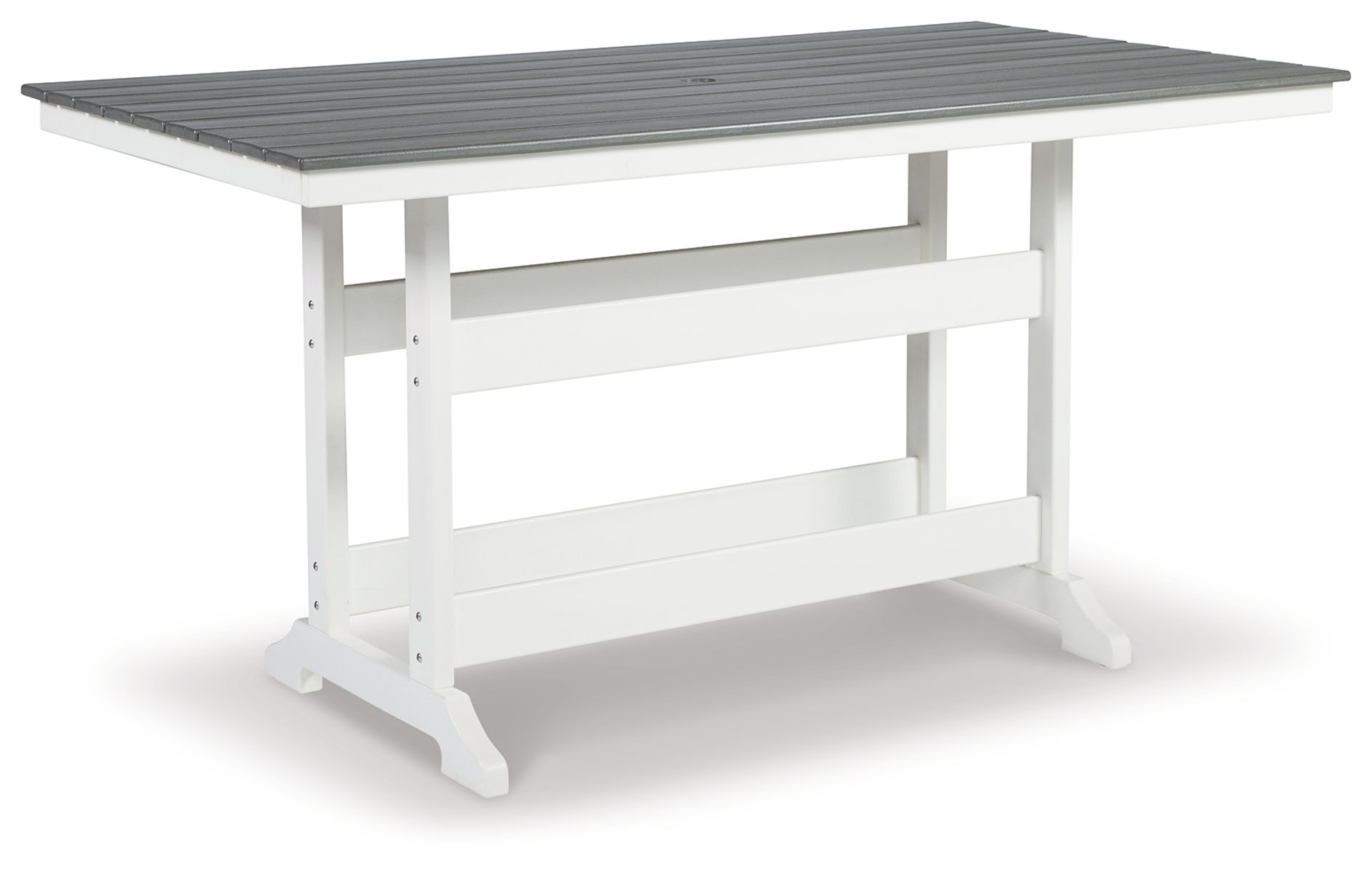 Transville - RECT COUNTER TABLE W/Umb OPT - Gray / White