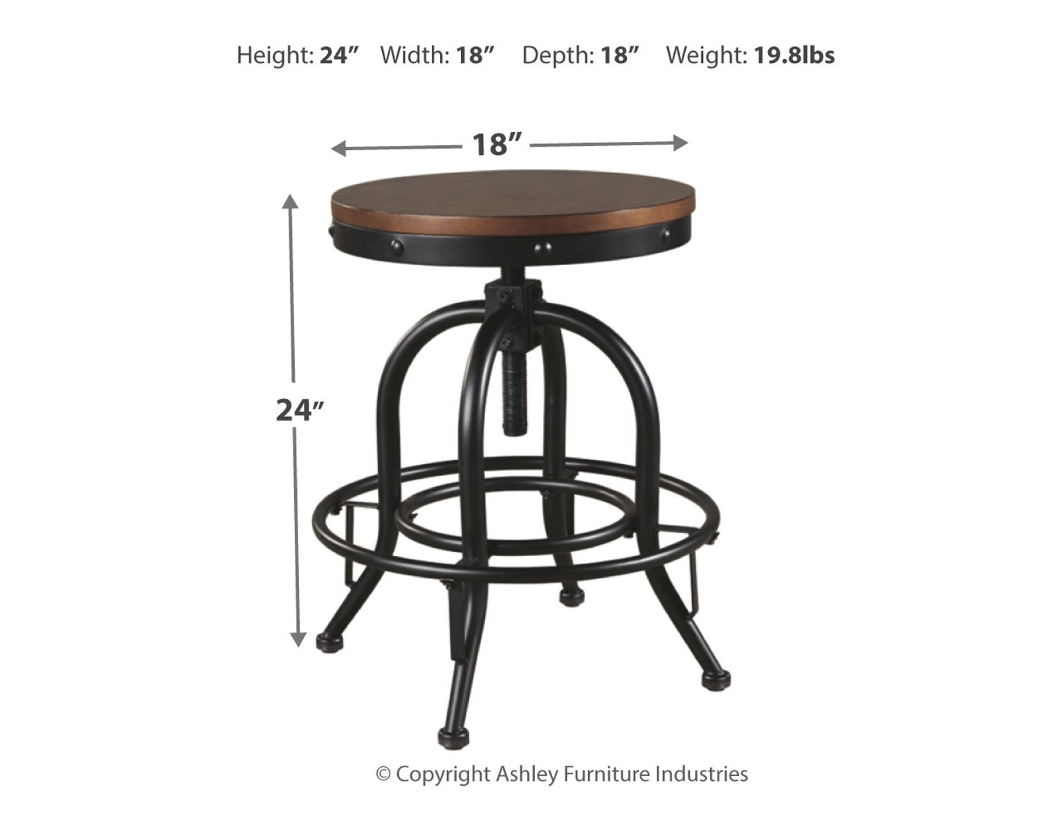 Valebeck - Swivel Barstool (Set of 2) - Brown / Black - Image 2