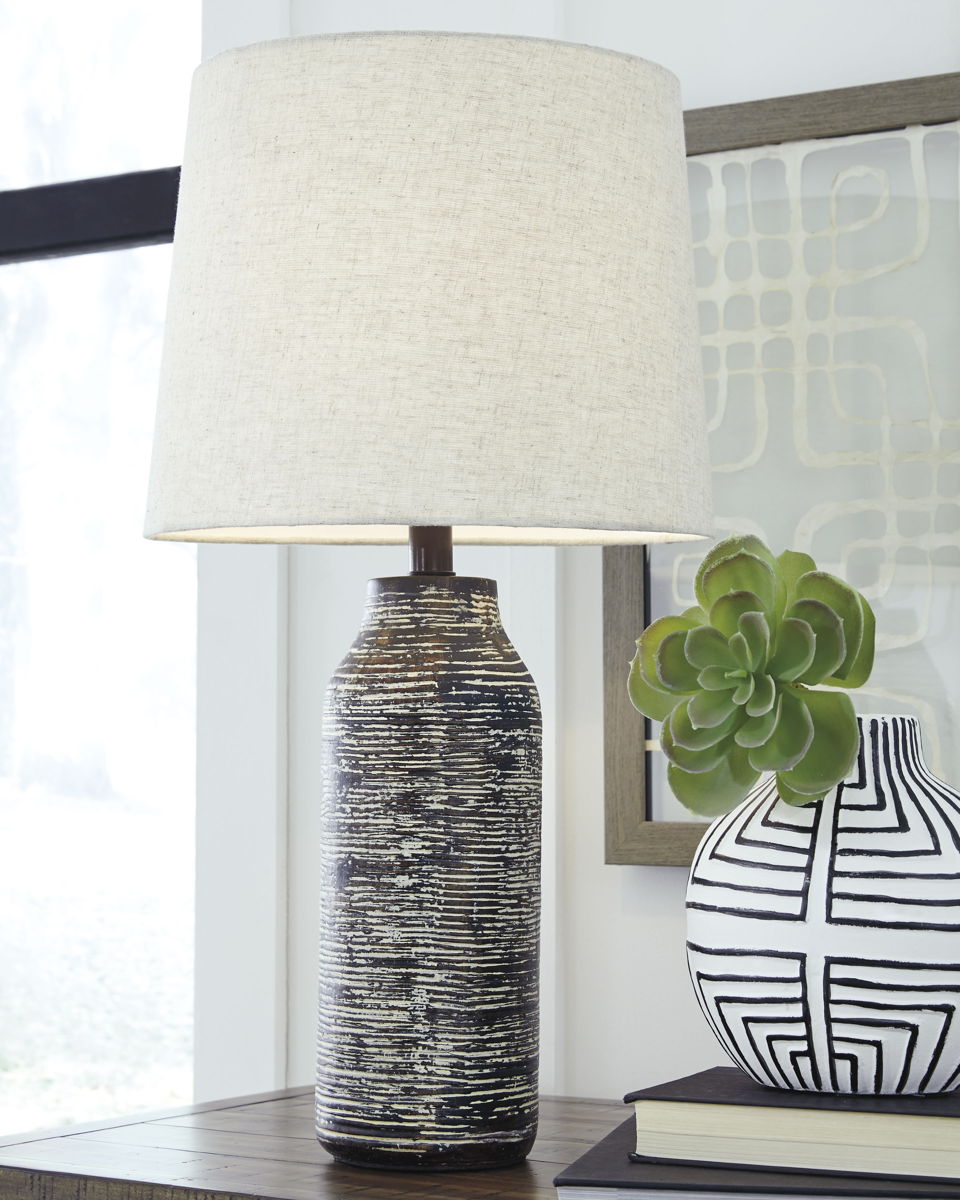 Mahima - Paper Table Lamp (Set of 2) - Black / White - Image 3