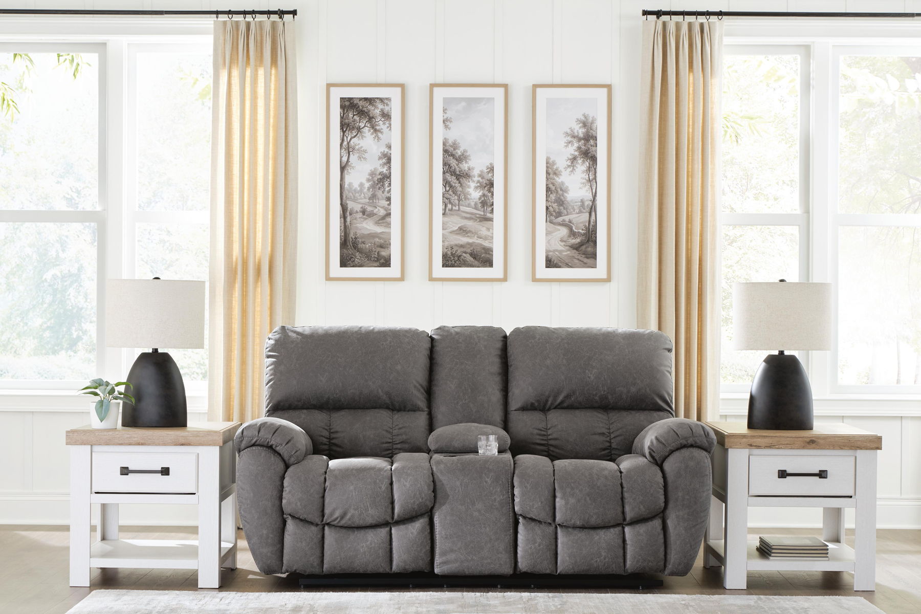 Bakerstein - Power Reclining Loveseat/Console/Adjustable Headrest - Galaxy - Image 4