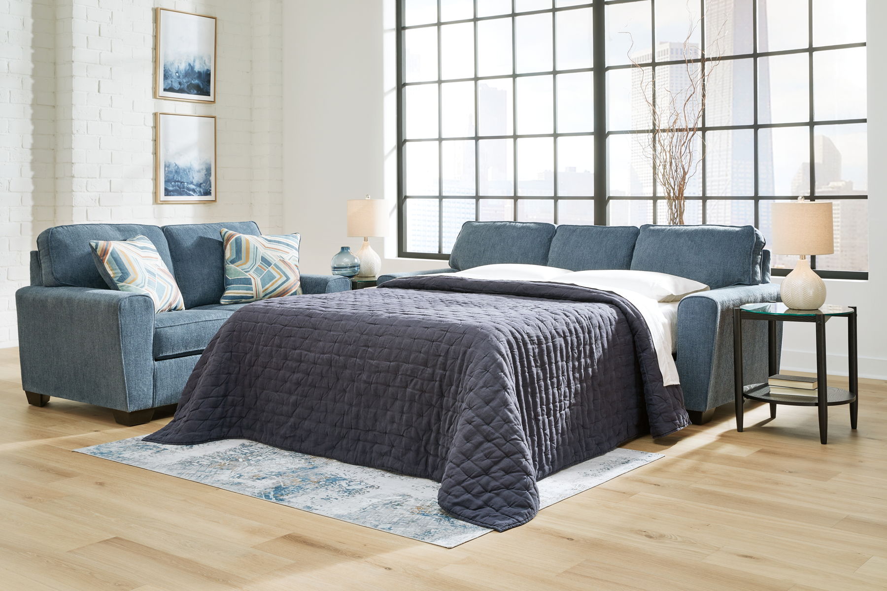 Cashton - Queen Sofa Sleeper - Blue - Image 4