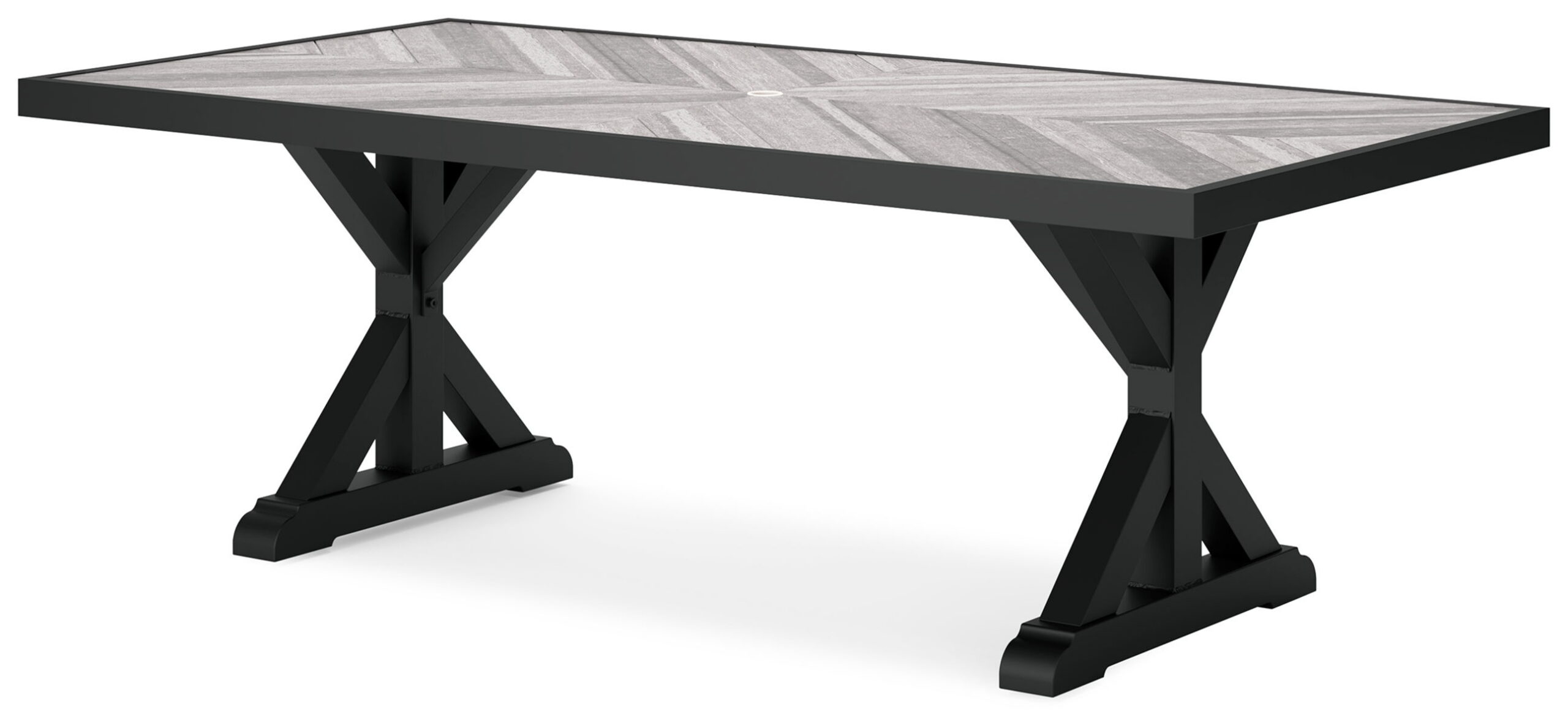 Beachcroft - Rectangular Dining Table With Umbrella Option - Black / Light Gray - Image 4
