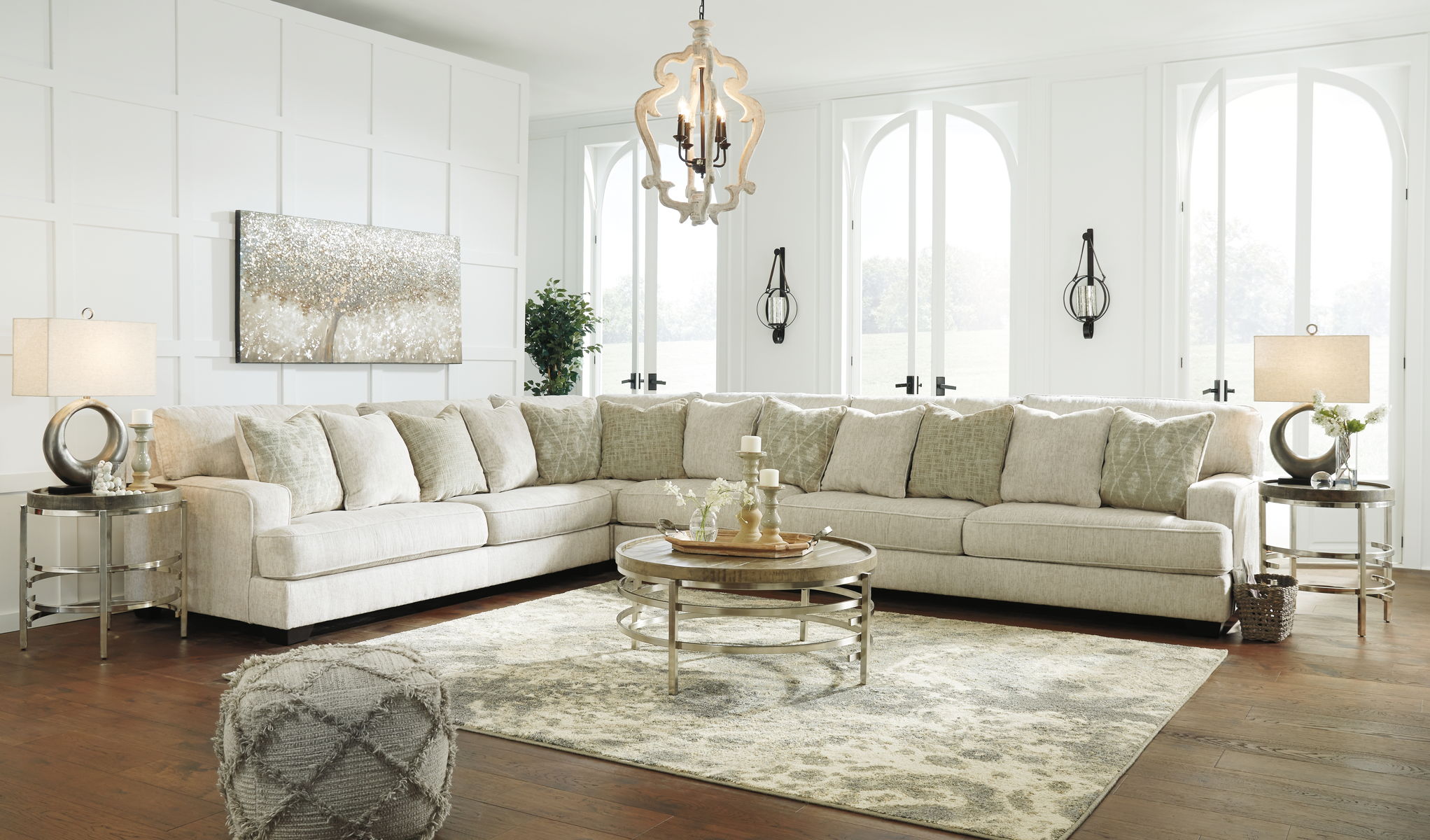 Rawcliffe - Left Arm Facing Sofa 4 Pc Sectional - Parchment - Image 3