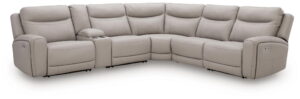Gravier - 6-Piece Power Reclining Sectional With Storage Console - Gray