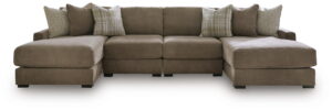 Camellia-Court - 4-Piece Double Chaise Sectional - Coffee