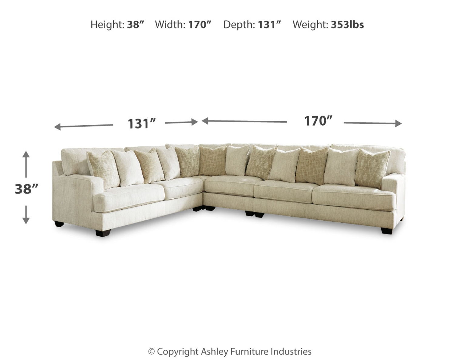 Rawcliffe - Left Arm Facing Sofa 4 Pc Sectional - Parchment - Image 4