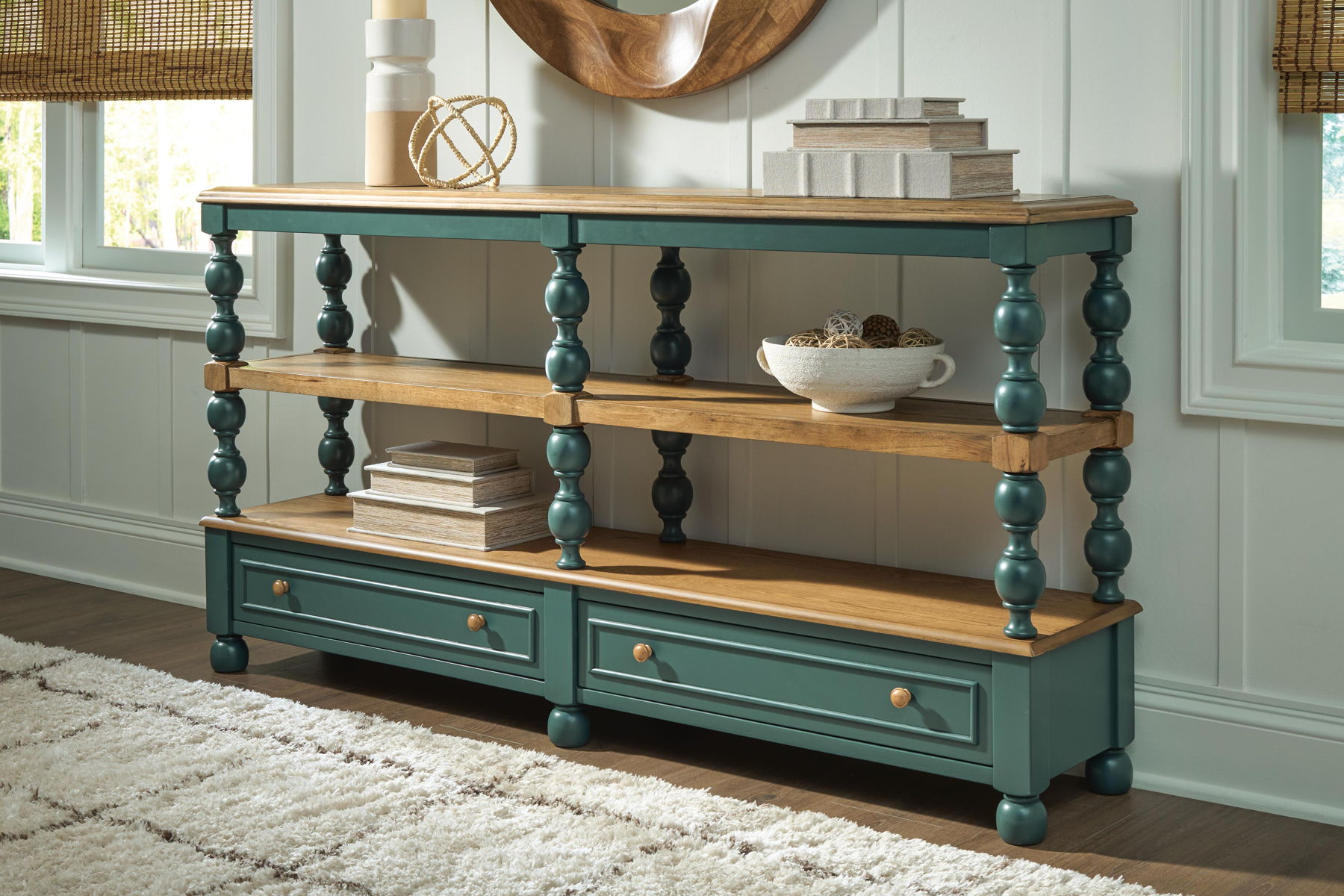 Finnworth - Console Sofa Table - Blue / Brown - Image 3