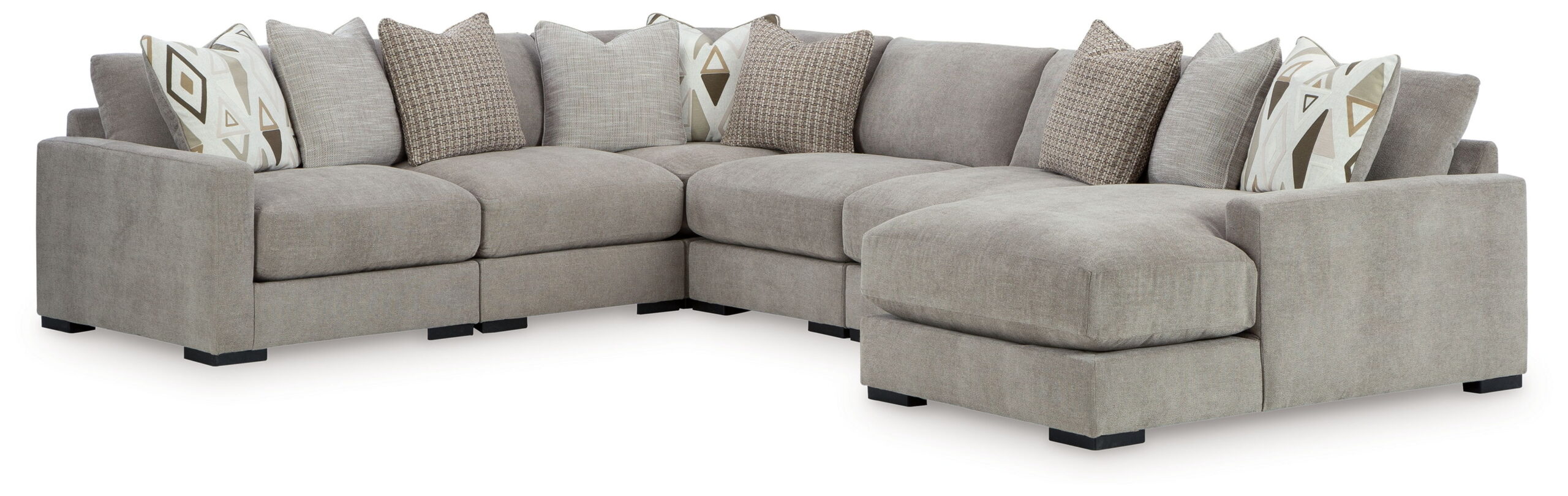 Aslan Court - 2 Pc. - 6-Piece Sectional With Raf Corner Chaise, Ottoman - Pebble - Image 3