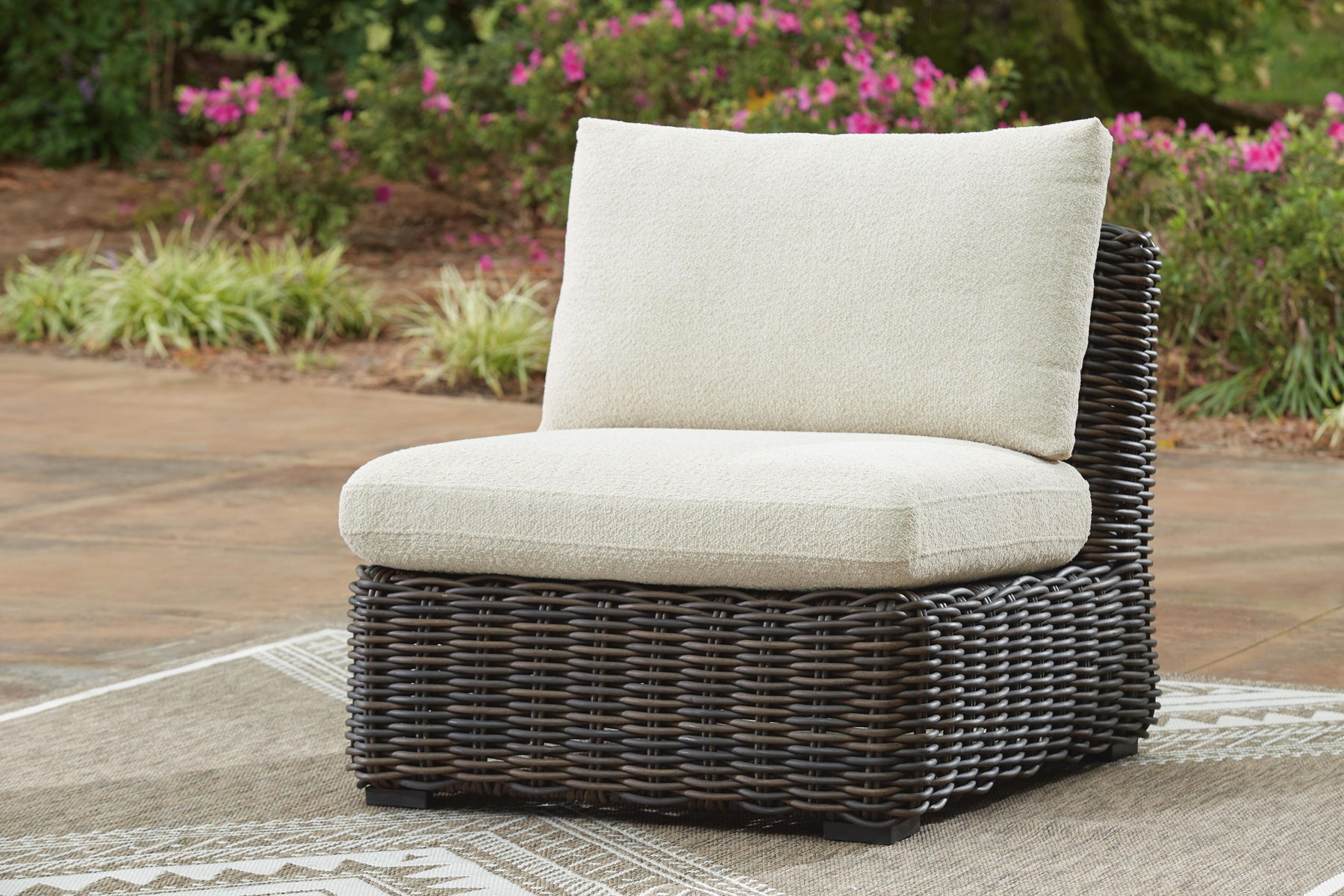 Kimora - 3-Piece Outdoor Sectional - Beige / Dark Brown - Image 2