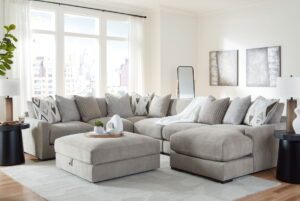 Aslan Court - 2 Pc. - 6-Piece Sectional With Raf Corner Chaise, Ottoman - Pebble