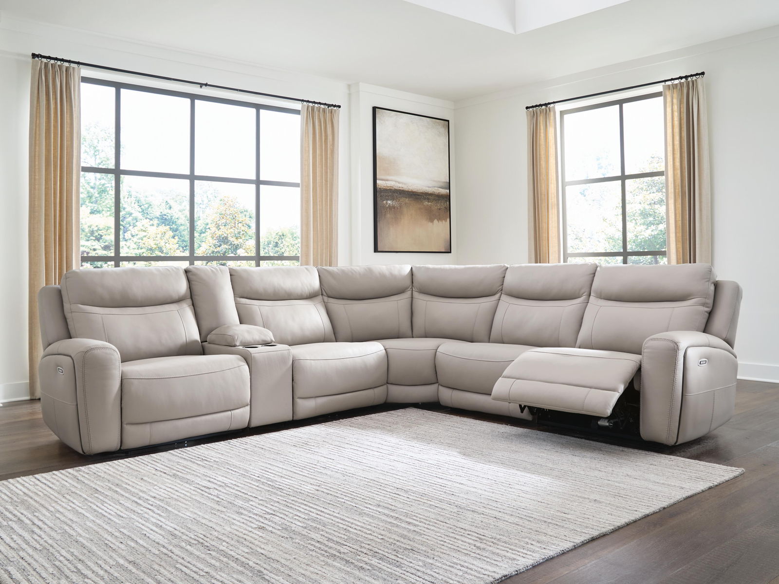 Gravier - 6-Piece Power Reclining Sectional With Storage Console - Gray - Image 3