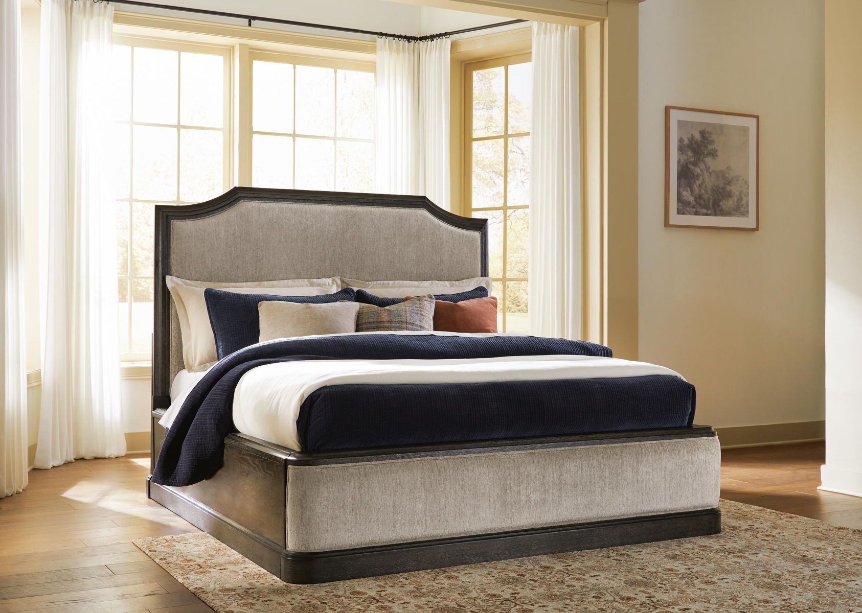 Wickenger - King Upholstered Panel Bed - Dark Brown - Image 2