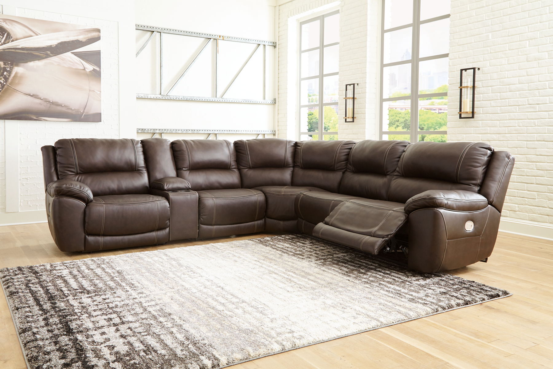 Dunleith - Power Sectional 6 Pc - Chocolate - Image 4