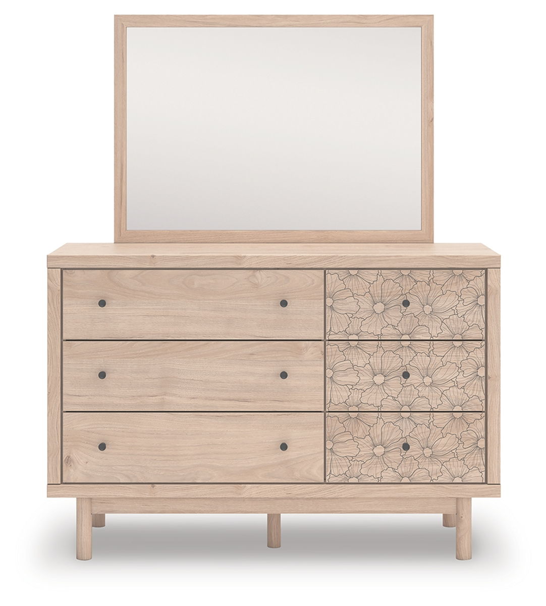 Arloster - 4 Pc. - Full Panel Storage Bed, Dresser, Mirror And Nightstand - Tan - Image 3