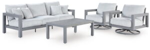 Hurley Park - 4 Pc. - Outdoor Sofa, 2 Lounge Chairs And Coffee Table - Gray