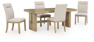 Lasinger - 5 Pc. - Dining Table And 4 Upholstered Side Chairs - Light Brown