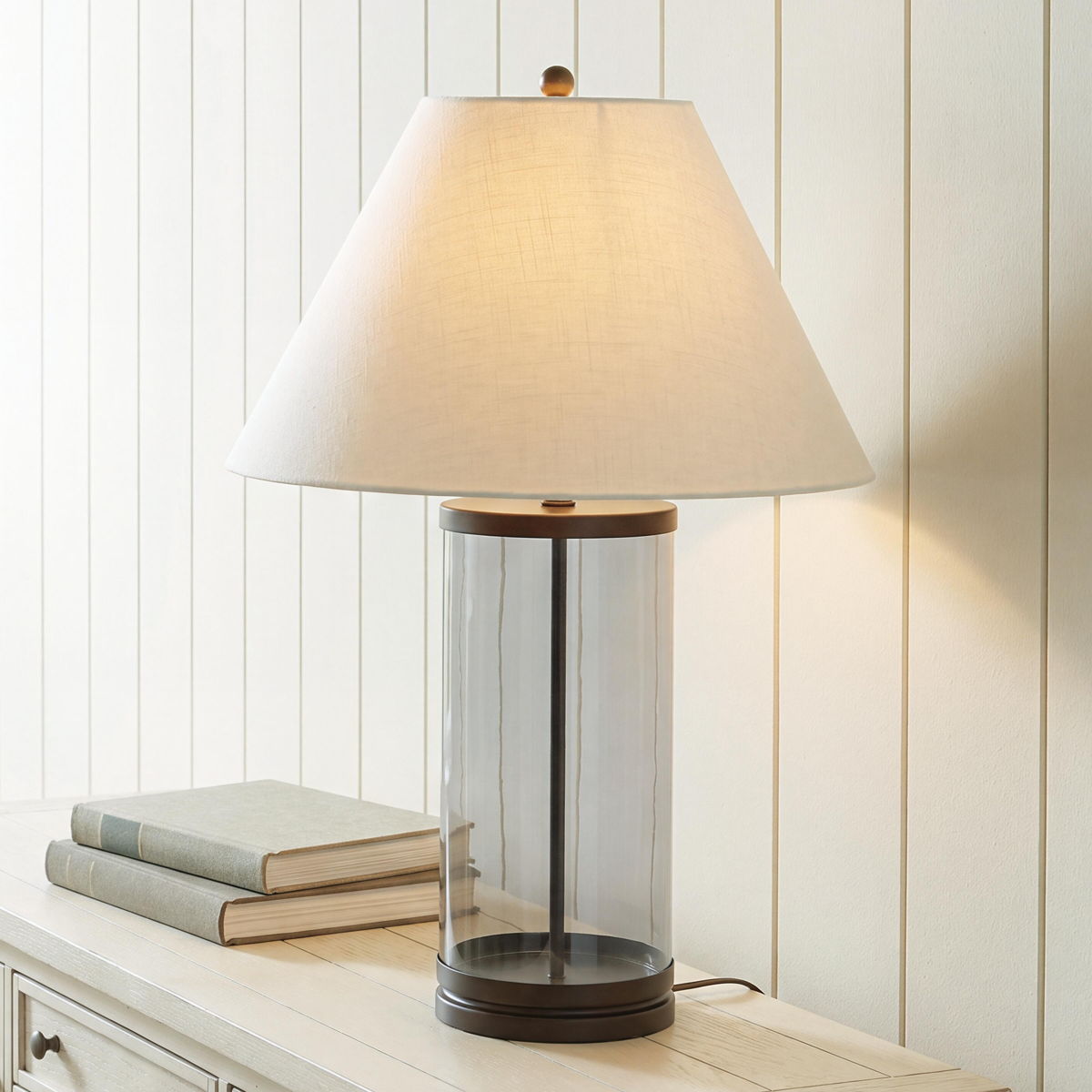 Junrow - Glass Table Lamp - Clear / Brown - Image 4