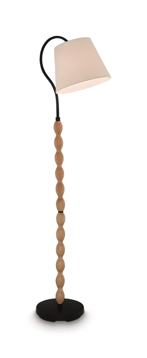 Corinwell - Wood Floor Lamp - Brown / Black - Image 3