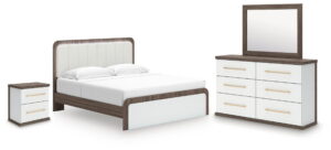 Kendanport - 4 Pc. - King Platform Bed, Dresser, Mirror And Nightstand - Brown / White