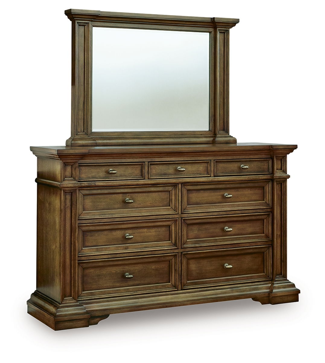 Frantanna - 3 Pc. - Queen Panel Storage Bed, Dresser And Mirror - Brown - Image 4