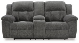 Frohn - DBL Reclining Loveseat With Console - Graphite - Fabric
