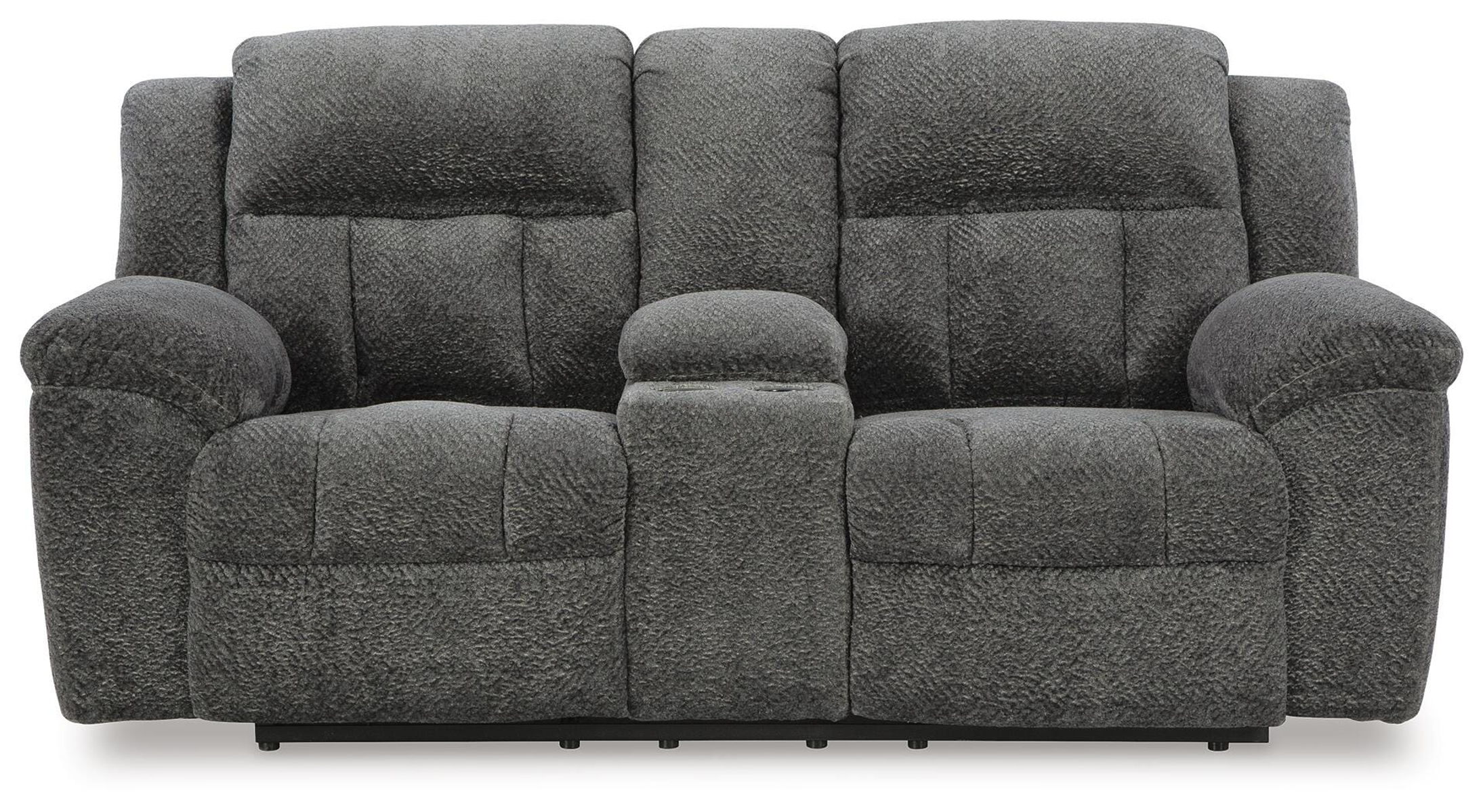 Frohn - DBL Reclining Loveseat With Console - Graphite - Fabric