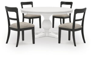 Greddinton - Round Dining Table Set - Black Chairs