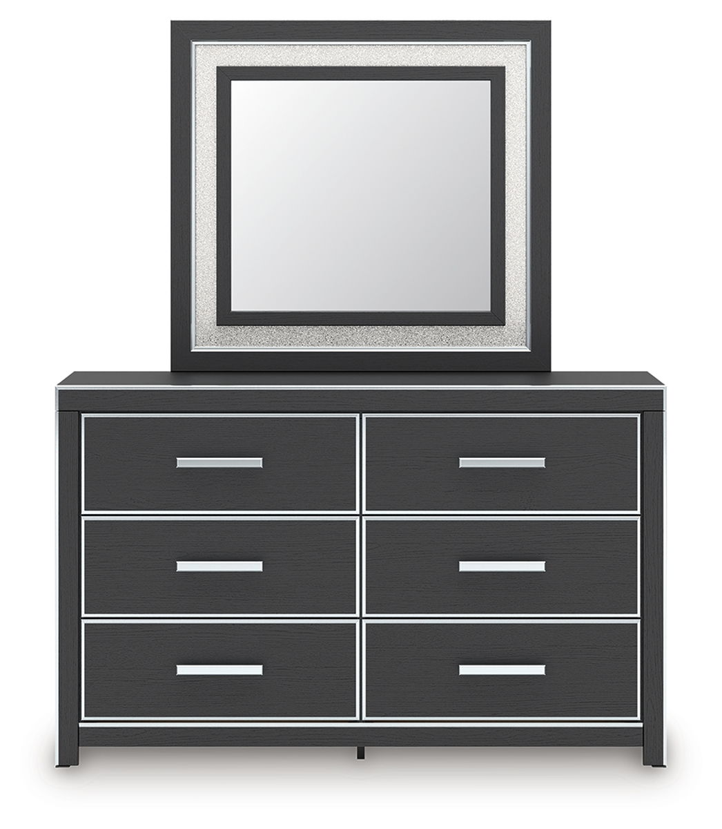Zuraleus - 4 Pc. - Queen Upholstered Bed With Roll Slats, Dresser, Mirror And Nightstand - Black - Image 4