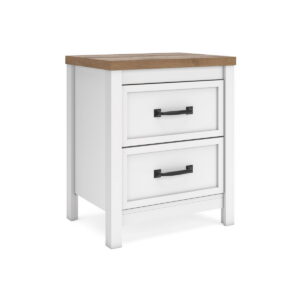 Kerisden - Two Drawer Night Stand - White / Brown