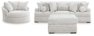 Cuddle Plush - 3 Pc. - 3-Piece Sectional, Chair And Ottoman - Arctic