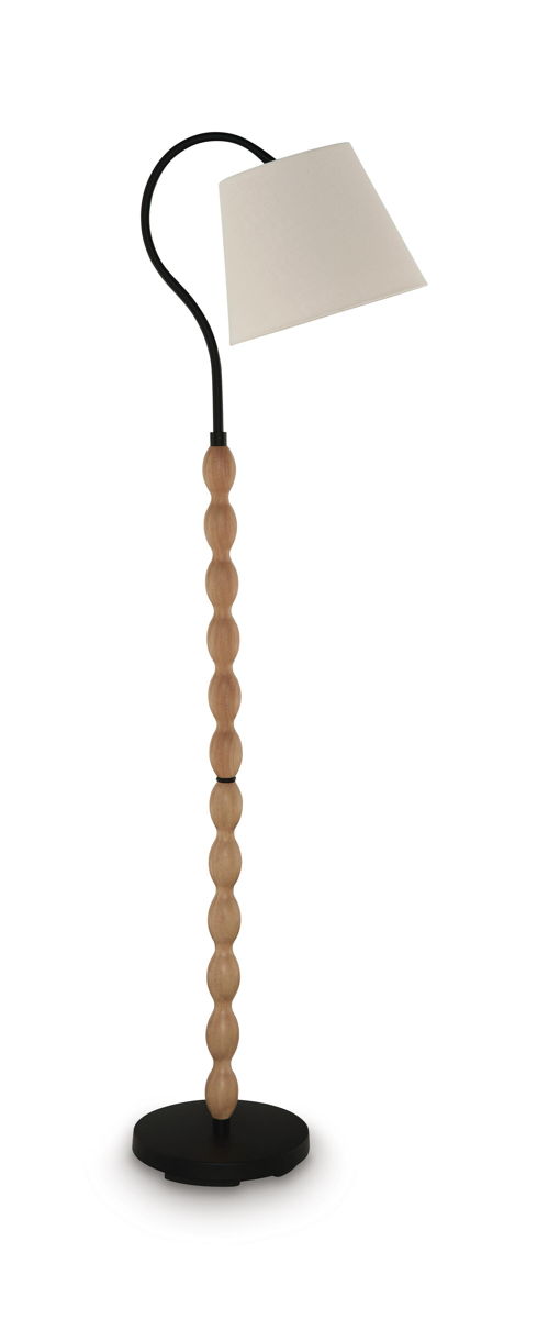 Corinwell - Wood Floor Lamp - Brown / Black - Image 2