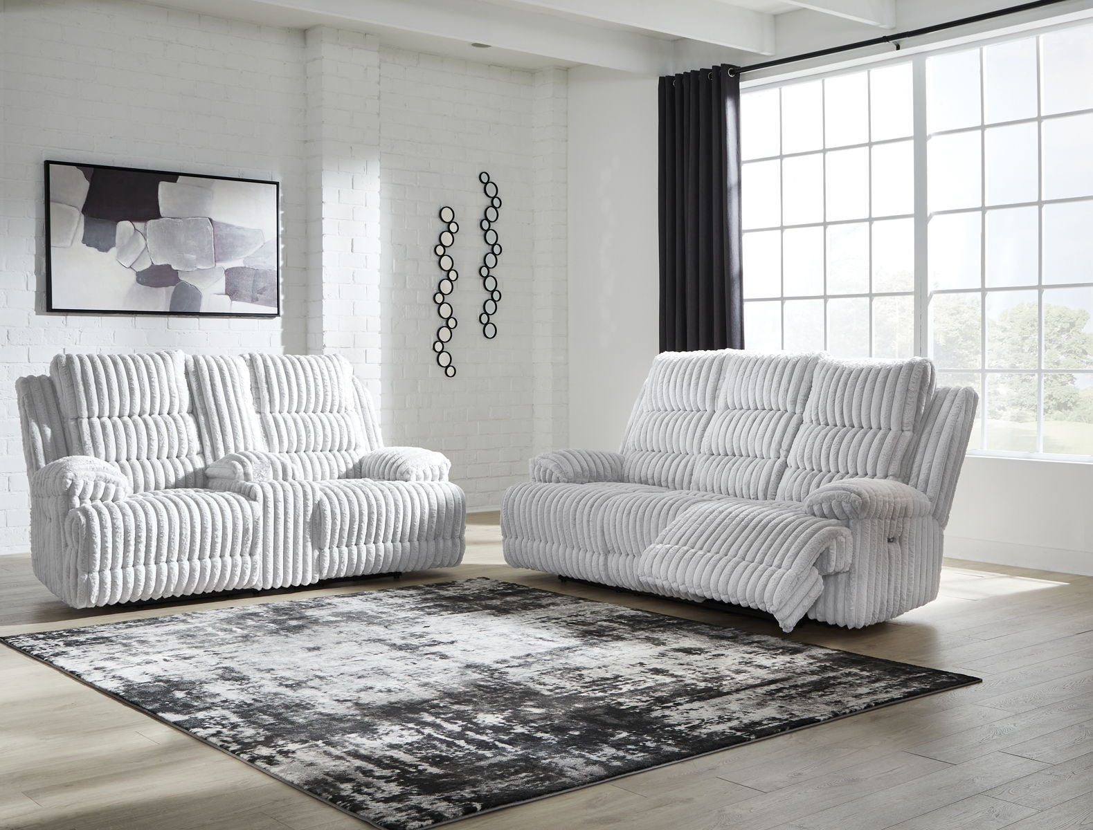 Rhines Falls - 2 Pc. - Power Reclining Sofa And Loveseat - Alloy - Image 3