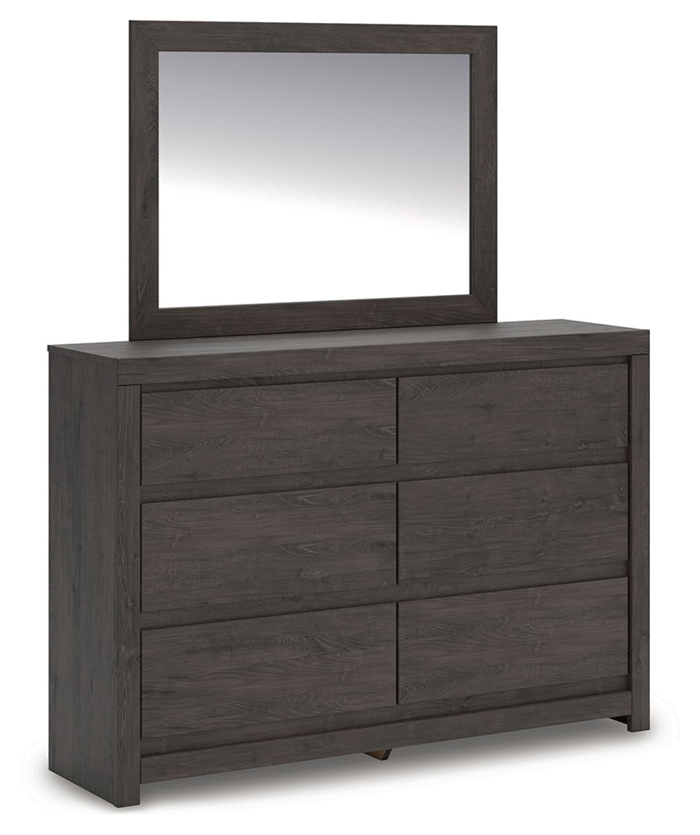 Fraluna - 3 Pc. - Queen Panel Storage Bed, Dresser And Mirror - Charcoal - Image 2
