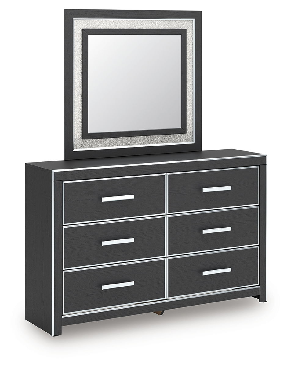 Zuraleus - 4 Pc. - Queen Upholstered Bed With Roll Slats, Dresser, Mirror And Nightstand - Black - Image 2